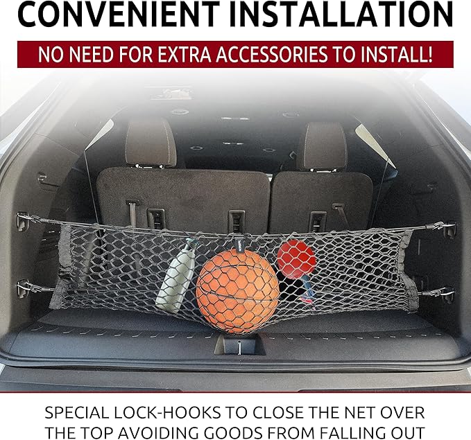 Envelope Style Automotive Elastic Trunk Mesh Cargo Net for Chevrolet Traverse 2018-2024 - Premium Trunk Organizers and Storage - Luggage Net for SUV - Best Car Organizer for Chevrolet Traverse