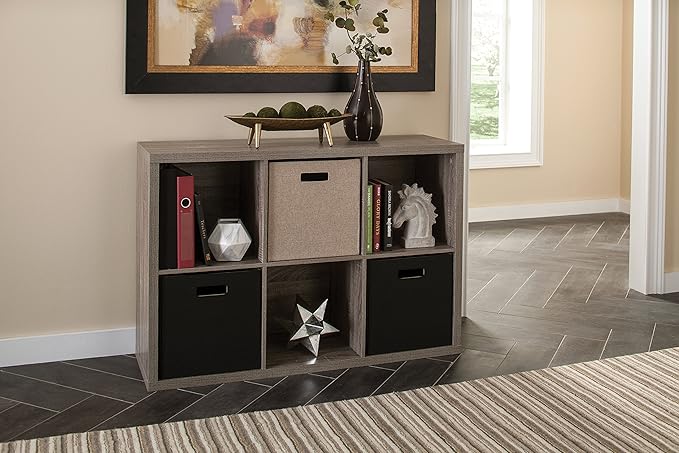 ClosetMaid 6 Cube Storage Shelf Organizer Bookshelf with Back Panel, Easy Assembly, Wood, Weathered Gray