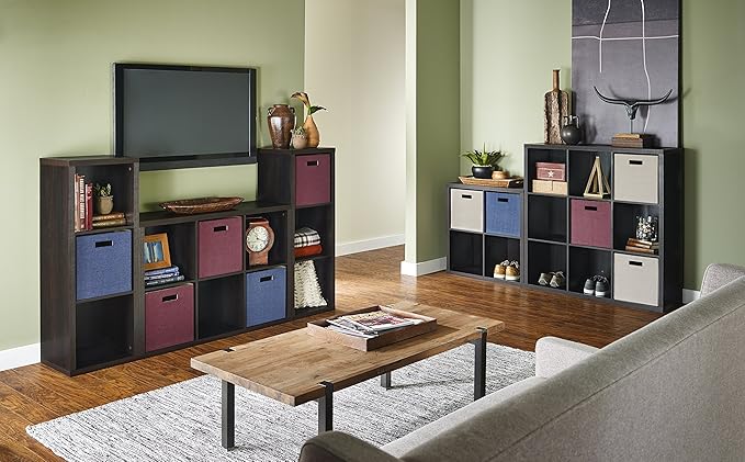 ClosetMaid 4 Cube Storage Shelf Organizer Bookshelf with Back Panel, Easy Assembly, Wood, Black Walnut
