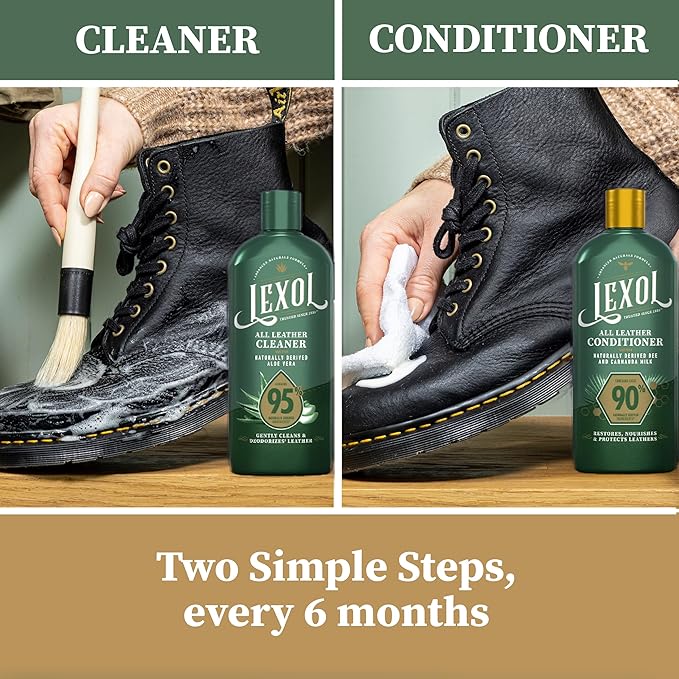 Lexol All Leather Conditioner, Naturally Derived Leather Conditioner with Bee and Carnauba Milk, Great for Car Interiors, Boots, Furniture, Bags, Jackets and More, 16.9 fl oz