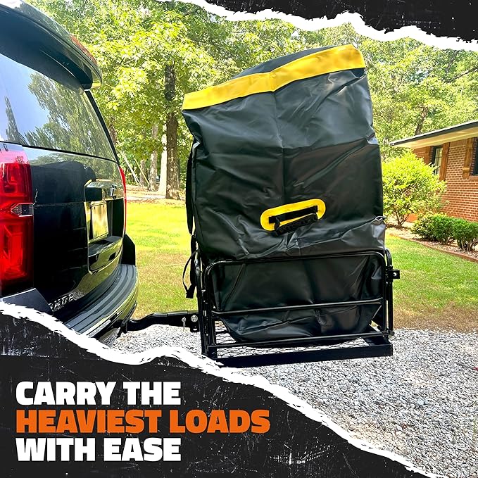 Mockins 30 Cu Ft Trailer Hitch Cargo Carrier Bag | 60"x24"x36" Weatherproof Cargo Bag for Hitch Carrier | Waterproof Truck Bed Storage Set | Vinyl Vehicle Soft-Shell Carriers for Road Trips & Camping