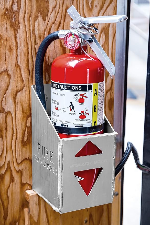 Black Boar Aluminum Holder for Enclosed Trailer/Garage | Securely Holds a 5lb. fire Extinguisher | Durable Construction | Easy to Install (66105)