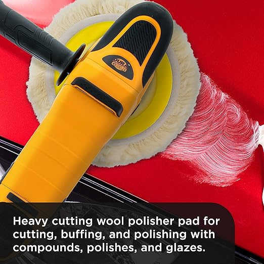Dura-Gold 8" 100% Wool Hook & Loop Grip Buffing Pad for Compound Cutting & Polishing - Fits Automotive Car Detailing Polisher Sanders - Polish Auto Paint, Boat Marine Epoxy