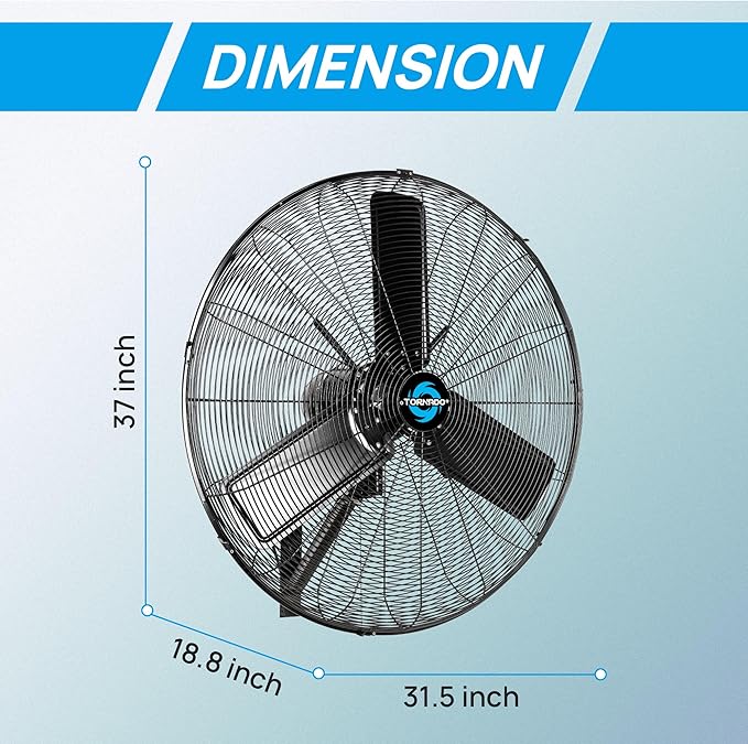 Tornado 30" Outdoor Rated IPX4 Water-Resistant Oscillating Wall Mount Fan – High Velocity Heavy Duty Metal Fan for Industrial & Commercial Use – 2 Speeds, 8400 CFM, cETL Listed