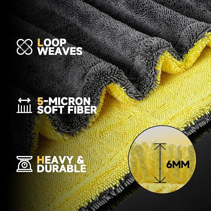 Microfiber Towels for Cars Drying Towel - 36"x24", Streak-Free Double-Sided Ultra Absorbent Bath Towels, Edgeless Design for Car Detailing Cleaning & Household