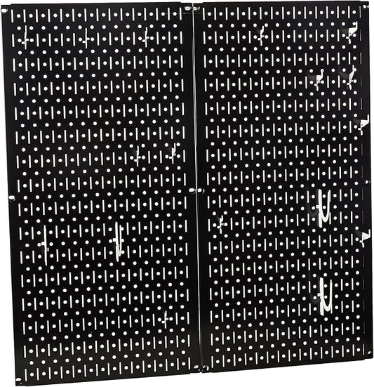 Wall Control Kitchen Pegboard Organizer Pots and Pans Storage Rack Organization Kit with Black Pegboard and White Accessories