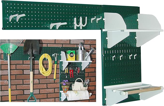Wall Control Gardening Tool Pegboard Wall Storage Organizer Kit - Green