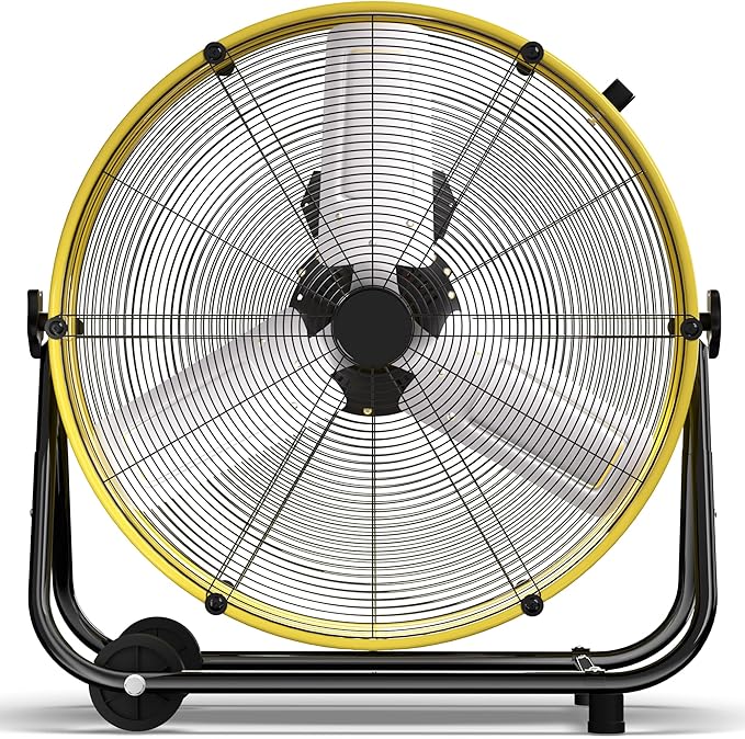 Uthfy 40 Inch Heavy Duty Industrial Drum Fan, 600W High Velocity Floor Fan with 3 Speeds, 360° Tilt Metal Garage Fan for Warehouse, Commercial, Workshop, Factory and Basement