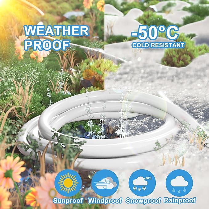 HUANCHAIN 25 FT 16 Gauge White Indoor Outdoor Extension Cord Waterproof, Flexible Cold Weather 3 Prong Electric Cord Outside, 13A 1625W 125V 16AWG SJTW, ETL Listed