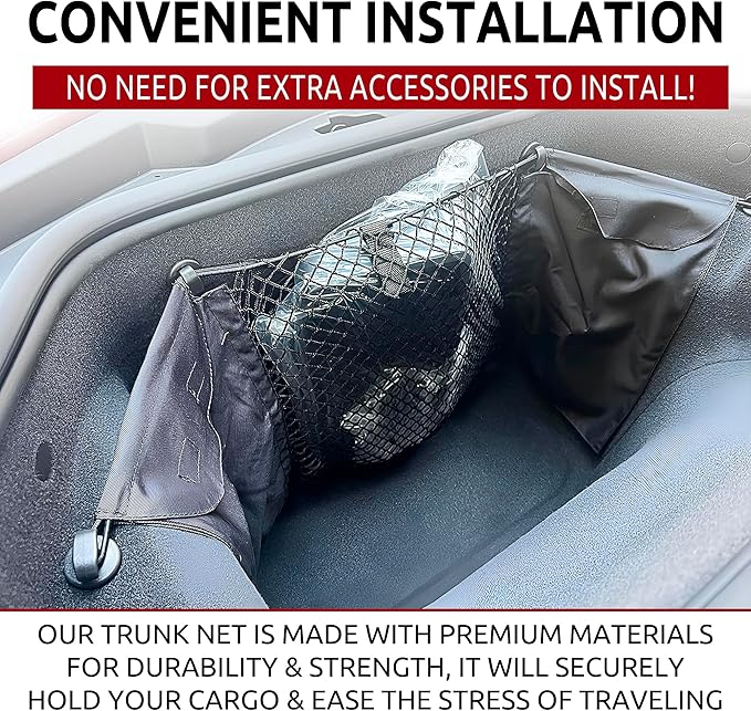 Envelope Style Front Trunk Mesh Cargo Net for Chevrolet Corvette Stingray 2020-2026 - Car Accessories - Premium Trunk Organizer and Storage - Vehicle Carrier Organizer for Chevrolet Corvette C8