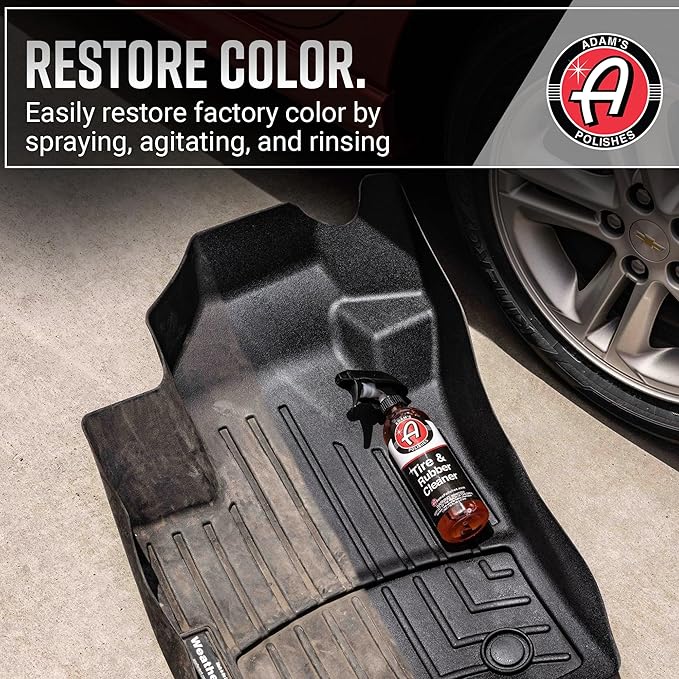 Adam's Polishes Tire & Rubber Cleaner (16 oz) - Removes Discoloration From Tires Quickly - Works Great on Tires, Rubber & Plastic Trim and Rubber Floor Mats