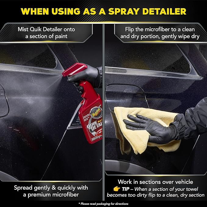 Meguiar's Quik Detailer, Mist & Wipe Car Detailing Spray, Clear Light Contaminants and Boost Shine with a Quick Detailer Spray that Keeps Paint and Wax Looking Like New, 32 oz