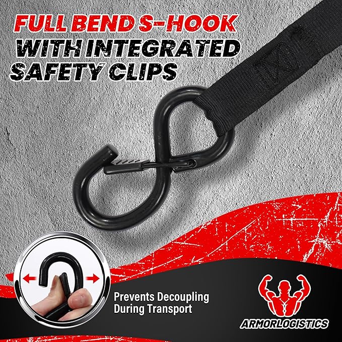 Retractable Ratchet Straps 4 Pack, 1500LBS Break Strength Self Retracting Tie Down Straps, 1" x 12' Auto Ratchet Straps for Motorcycle, Kayak and Trucks, Black