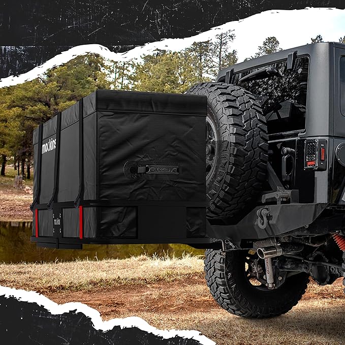 Mockins 25 CuFt All-Weather Trailer Hitch Cargo Carrier Bag | 60"x24"x31" Versatile Truck Bed Waterproof Storage & Cargo Bag for Hitch Carrier | Vehicle Soft-Shell Carriers w/Straps, Lock & Carry Bag