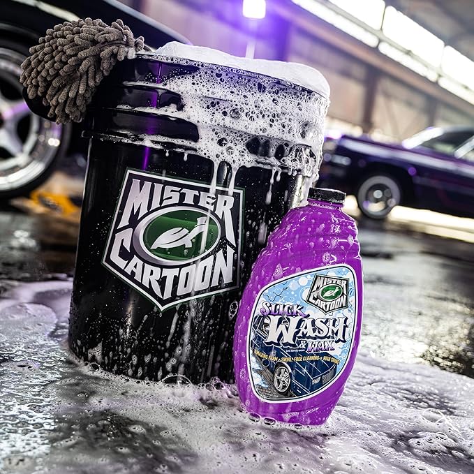 Turtle Wax X Mister Cartoon 54253 Slick Foam Wash and Wax, Clean and Protect in One Step, pH Neutral Formula, High Shine Finish, Safe for Cars, Trucks, SUVs, RVs, Motorcycles and More, 48 oz.