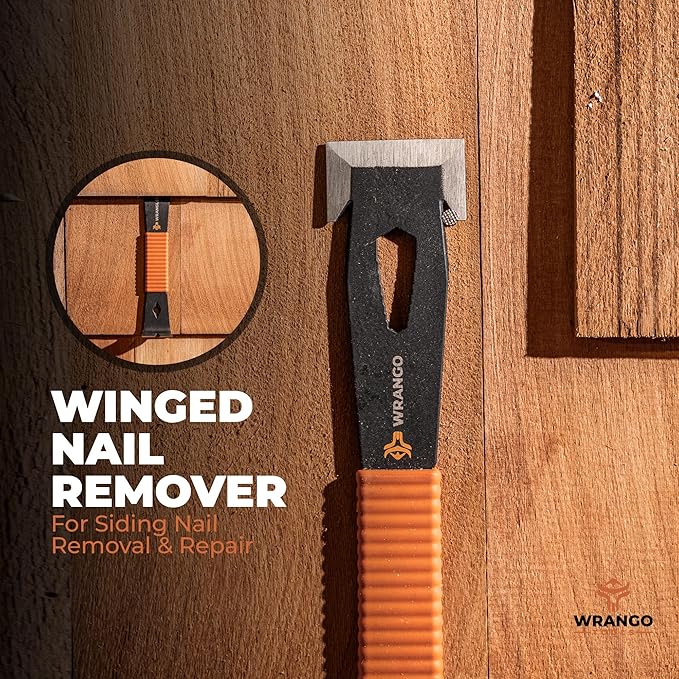 Wrango Tools - 9.5" Trim Bar Pry Bar - Patented Flat Bar Nail Puller with Wide Winged Ends & Shock Absorbing Grip - Lifetime Warranty - 5% Donated To Help Farmers, 2pk