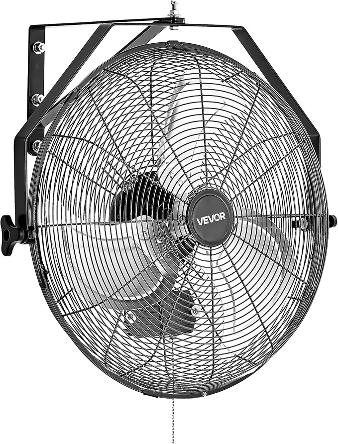 VEVOR 18 Inch Industrial Wall Mount Fan, High Velocity 4000 CFM with 3 Speeds, Powerful Motor Garage Wall Fan with Aluminum Blades for Workshop, Warehouse, Greenhouse, Commercial