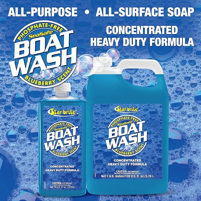 STAR BRITE Concentrated Boat Wash - Heavy-Duty, Non-Streak Formula for Sparkling Hulls, Decks, Chrome and Fittings - Fresh Blueberry Scent
