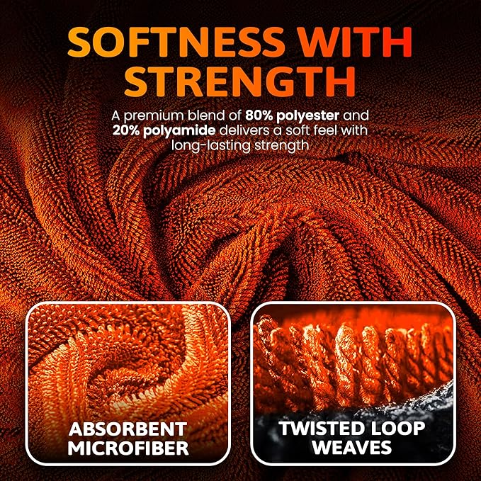Car Drying Microfiber Towels, Extra Large Cleaning Cloth Towel with No Streaks, Reusable, Superior Water Absorbent & Scratch Free, Super Soft Detailing & Buffing Towels for Cars, 2-Pack