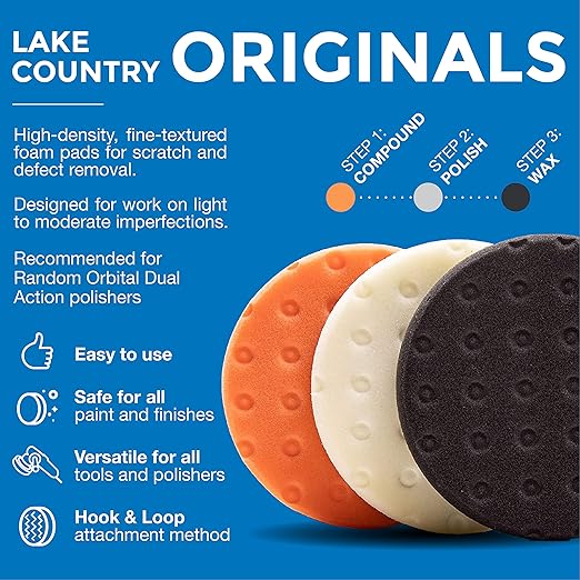 3.5" CCS Foam Pad Kit (Set of 3) Light Cutting, Polishing and Finishing. Fits 3" Backing Plate.