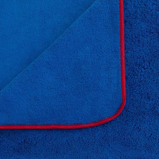 Detailer's Preference Dual Pile 400 GSM Microfiber Towels with Red Trim, All-Purpose Terry Weave Cleaning Cloths for Auto, Home, Boat, Scratch-Free & Reusable, 16x24 Inches, 12-Pack