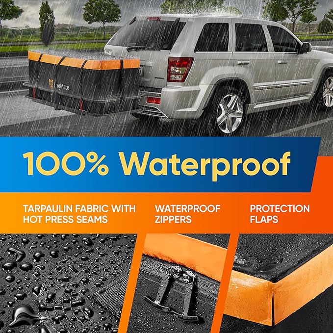 20ft³ Waterproof Hitch Cargo Carrier Bag, Durable PVC Tarpaulin Hitch Mount Cargo Carrier Cargo Box w/a Bonus Lock, Heavy-Duty Straps & Buckles, Easy to Install Vehicle Cargo Carriers