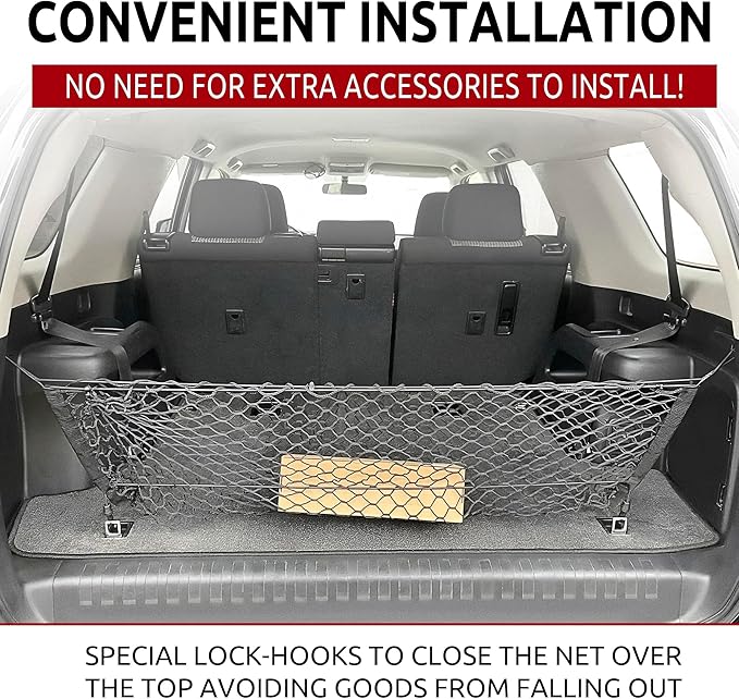 Envelope Style Trunk Mesh Cargo Net for Toyota 4Runner 2010 - 2024, Automotive Exterior Accessories - Premium Car Trunk Storage Organizers, Cargo Bed Net for Cars, Smart Vehicle Storage Organizer