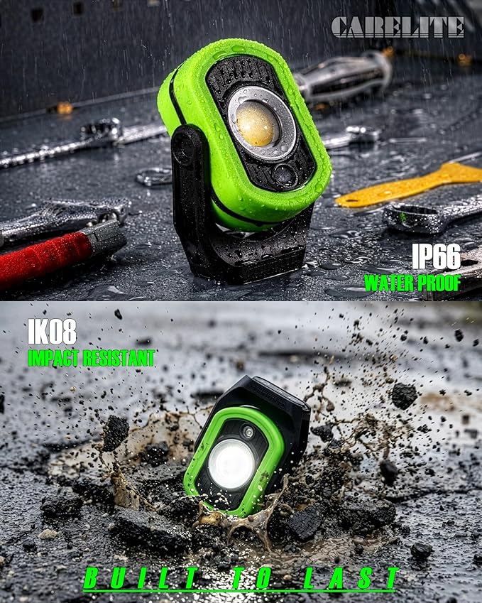 Magnetic Work Light, 1500 Lumens – Dual LED Mechanic Light, 5200mAh Rechargeable, 4 Modes, Strong Magnetic Base, Portable Shop Light for Auto Repair, Inspection & Jobsites (Green)