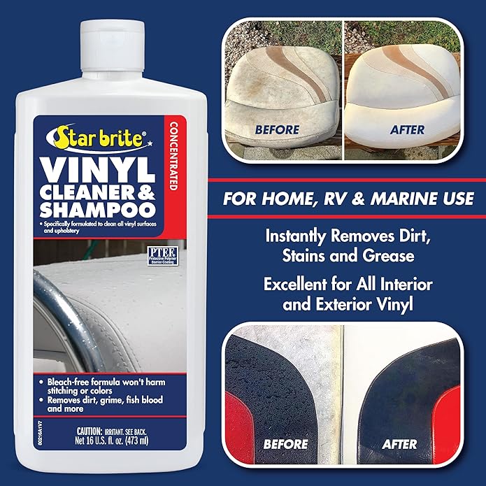 STAR BRITE Vinyl Cleaner, Polish & Protectant - Clean, Renew, Brighten & Protect All Vinyl Surfaces - Marine Grade Shampoo, Polish & UV Protection