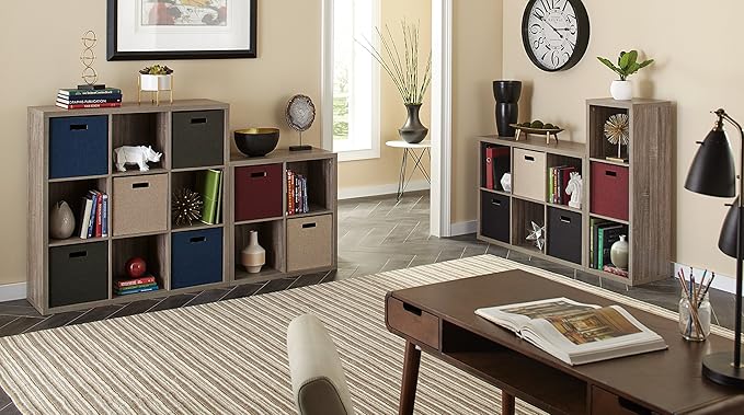 ClosetMaid 4 Cube Storage Shelf Organizer Bookshelf with Back Panel, Easy Assembly, Wood, Weathered Gray