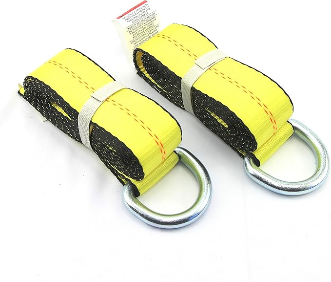 GRIPON (Pack of 8) 2" x8' Lasso Strap with 2" Ratchet and J Finger Hook Tie Down