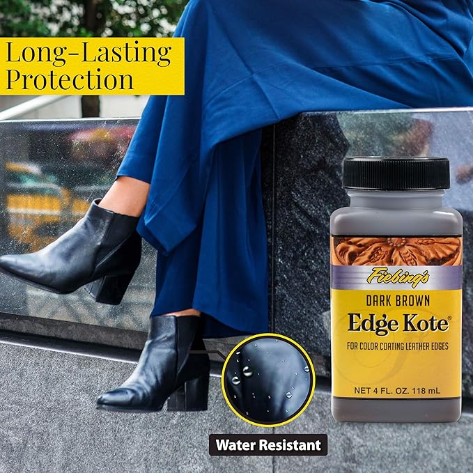 Fiebing’s Edge Kote, 4 Oz. - Color Coats Leather Edges - Dark Brown