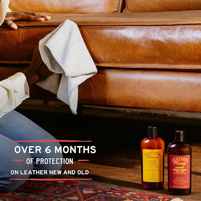 Leather Honey Complete Leather Care Kit Including 4 oz Cleaner and 32 oz Conditioner for use on Leather Apparel, Furniture, Auto Interiors, Shoes, Bags and Accessories