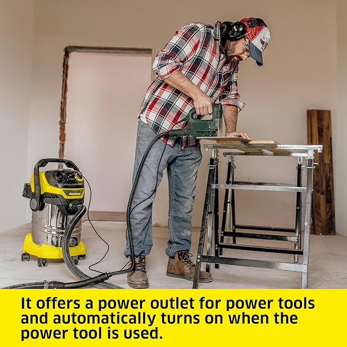 Kärcher Shop Vacuum WD 6 P S, 7.9 Gal, 6.2 Peak HP, 37 ft Reach, Wet Dry Vacuum Cleaner, Heavy Duty, Blower Function, Crevice Tool, Floor Nozzle Great for DIY Projects and Workshops