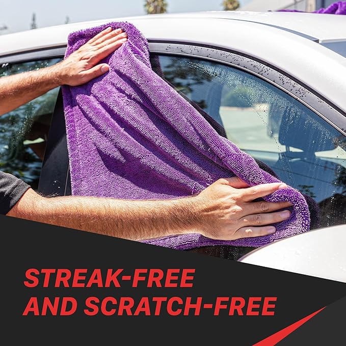 Maxshine 24" x 36" Universal Purple Duo Twisted Microfiber Towel (1200GSM) – Large, Plush, Rinse-Free Double-Sided Drying Towel – Super Absorbent Microfiber for Drying