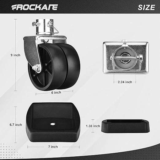 Rockane Dual 6'' Trailer Jack Swivel Caster Wheel Replacement with Rubber Wheel Chock，2000LBs Capacity with Pin for Boat Hitch Camper for Soft Ground Roll - Perfect Matching Jack Wheel Dock
