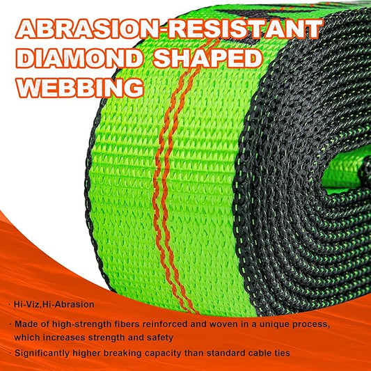 2" x 16' Tie Down Strap with Chain Extension Ends,4pack,Car Trailer Tie Down Straps,Replacement Strap for 8 Point Roll Back Vehicle Tie Down Kit,Tow Truck Accessories