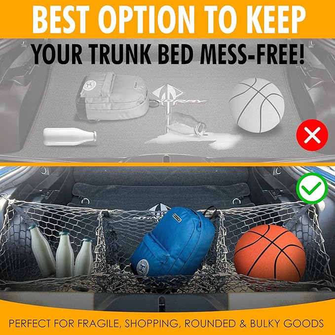Envelope Style Trunk Cargo Net with 3 Pockets for Corvette 2015-2019