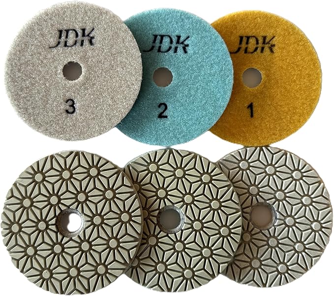 JDK Diamond Wet 3 Steps Polishing Pad 4'' for Concrete Granite Marble Stone 100mm Resin Disc 3pcs/Set