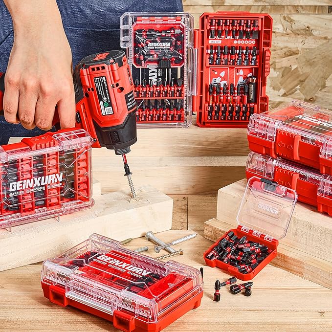 Geinxurn 27Pieces Impact Screwdriver Bits Set, Magnetic S2 Steel Phillips/Slotted/Square/Torx Insert Power Bits Tips, Impact Bit Holder and Impact Socket Adapte with Pink Storage Box Case