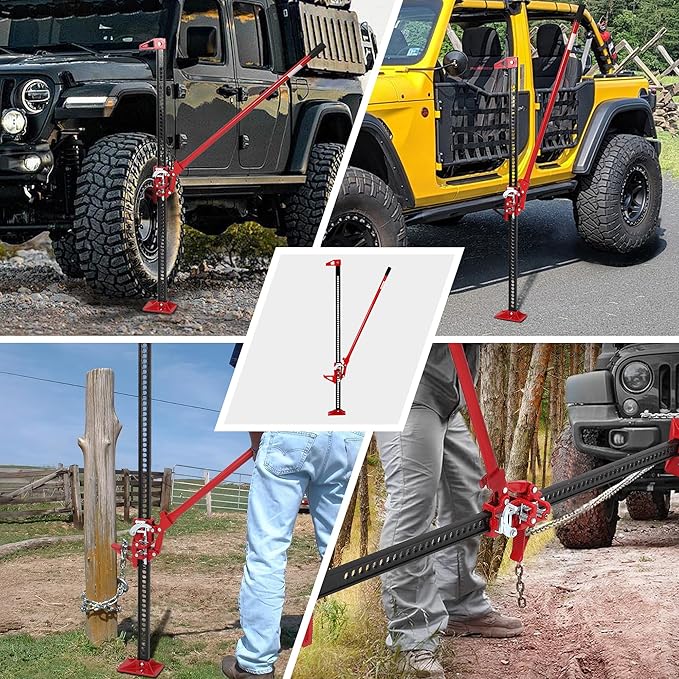 GarveeTech 60" Farm Jack, 3 Ton Capacity Ratcheting Off Road, Utility Heavy-Duty F-arm J-ack for Tractor, Truck, SUV, Lift Height 5.12-52 inches
