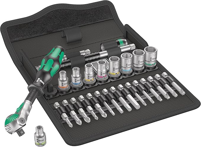 Wera Torque Wrench & Ratchet Set - 5075622001 1/2" Drive 40-200 Nm Torque Wrench, 05004016001 28 Pc 1/4" Drive Metric Ratchet Set