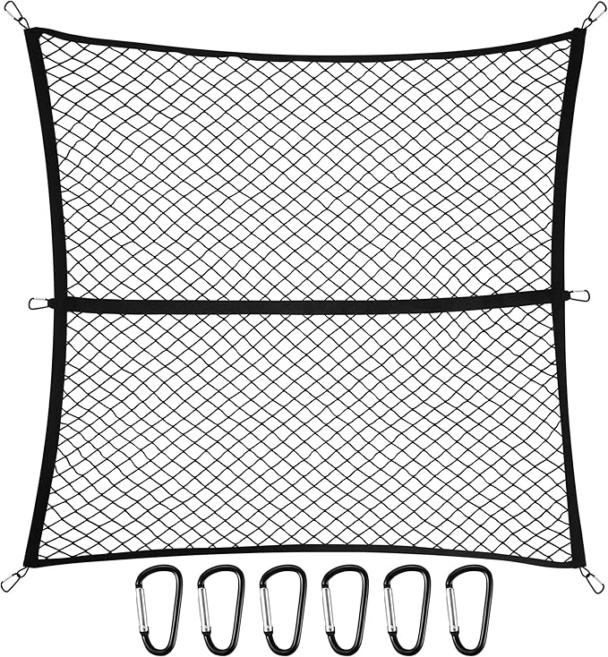 Cargo Net for Pickup Truck Bed for Ford Maverick Ranger Hybrid, XL, XLT, Lariat 2000-2025 2026 Accessories Mesh Organizer Stretchable 4'x4' to 7'x7' Netting Highly Elastic
