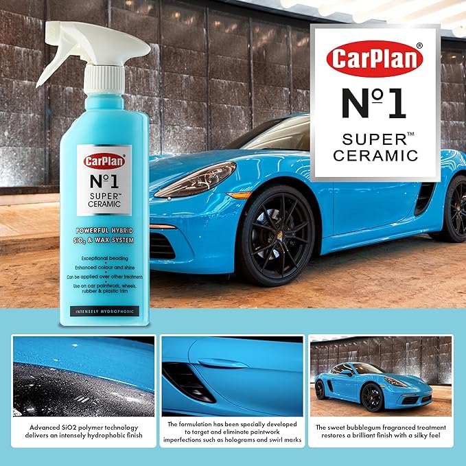 CarPlan No.1 Super Ceramic Hybrid Ceramic Wax Spray Coating, 21 Fl Oz - Advanced Si02 Paint Protection Forms a Water Beading Protective Barrier