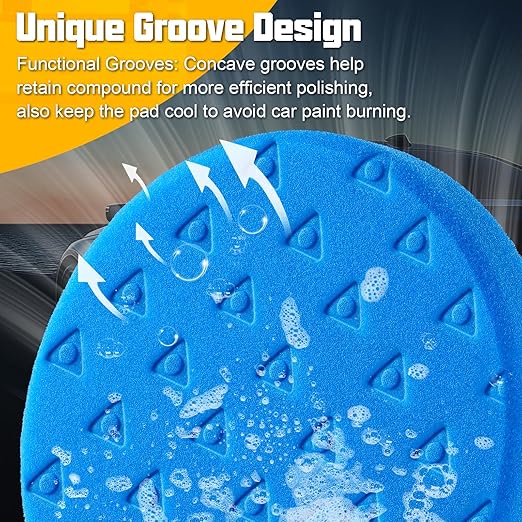 6 Pcs Polishing Pad, Buffing Pads 6.5 Inch Face for 6 Inch 150mm Backing Plate Compound Buffing Sponge Pads Cutting Polishing Pad Kit for Car Buffer Boat Polisher Compounding,Polishing & Waxing