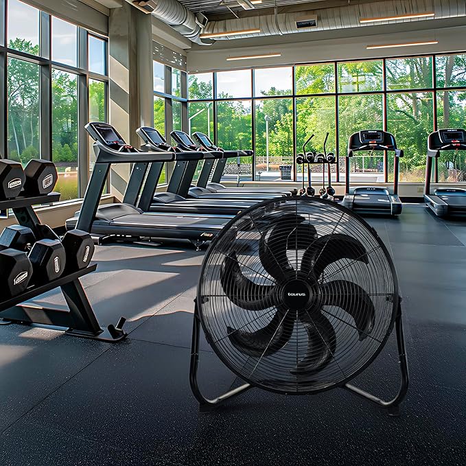 Taurus FLASH 20” Industrial Floor Fan | High Velocity Metal Grill Fan with Aerodynamic Plastic Blades | Powerful Quiet Air Circulator for Garage, Patio, Gym or Workshop, Adjustable Tilt