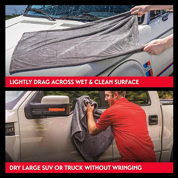 Griot's Garage Extra-Large PFM Edgeless Microfiber Drying Towel for Car Wash and Detailing, Ideal for SUVs, Trucks, and RVs, 29" x 36", 55596