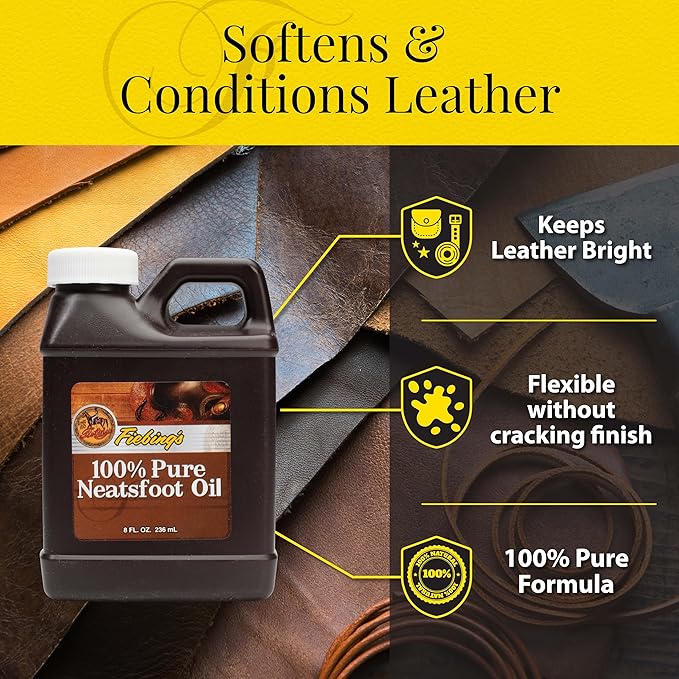 Fiebing's 100% Pure Neatsfoot Oil - Natural Leather Preservative - 8 Fl Oz