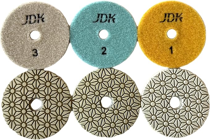 JDK Diamond Wet 3 Steps Polishing Pad 4'' for Concrete Granite Marble Stone 100mm Resin Disc 3pcs/Set