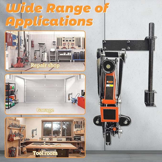 Floor Jack Stand Wall Mount Rack Organizer, Car Hydraulic Trolley Jack Stands Holder, Garage Tool Hangers Jack Stands Holder, Storage Rack Tower Racing Trailer Accessories Tool